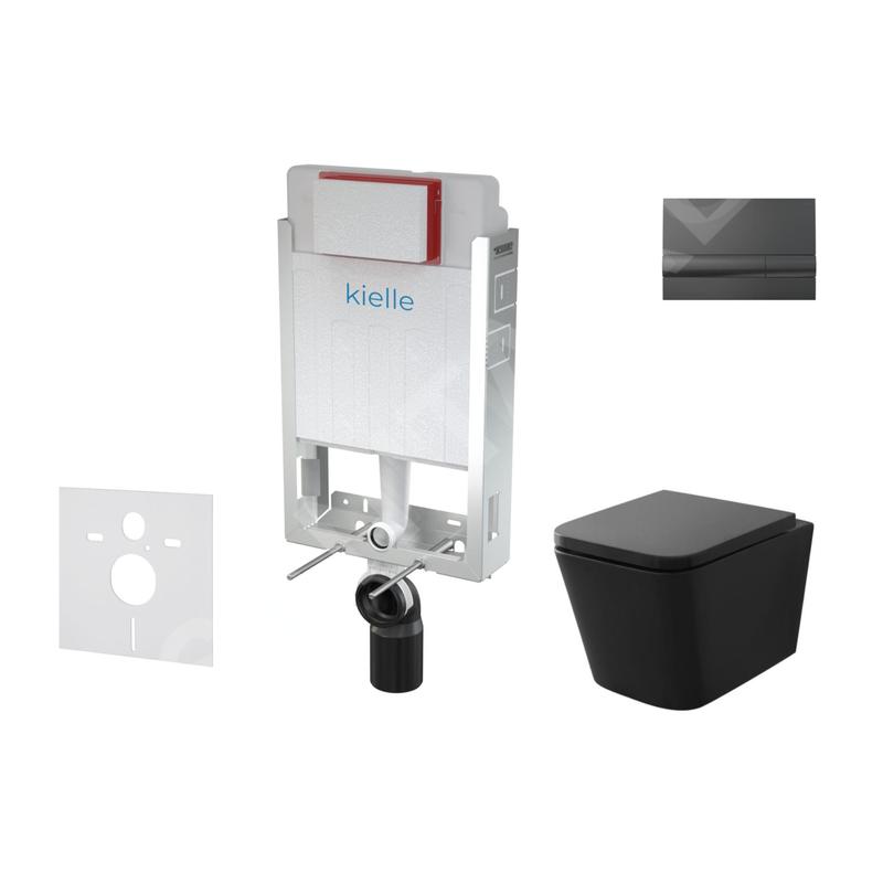 kielle Genesis - Set de bâti-support, cuvette Arkas I et abattant softclose, plaque de déclenchement Gemini I, noir brillant kielle Genesis - Set de bâti-support, cuvette Arkas I et abattant softclose, plaque de déclenchement Gemini I, noir brillant