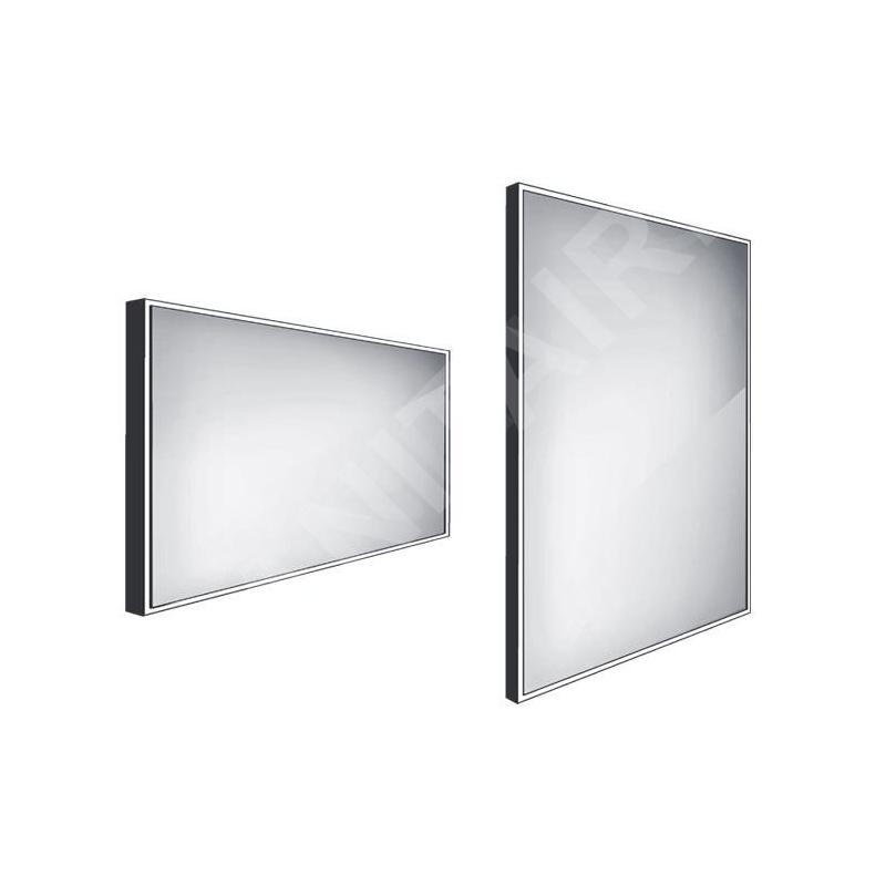 Nimco Miroirs - Miroir avec éclairage LED, 1200x700 mm, aluminium/noir ZPC 13006-90