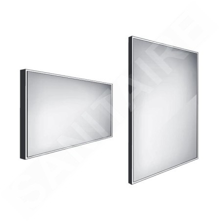 Nimco Miroirs - Miroir avec éclairage LED, 1200x700 mm, aluminium/noir ZPC 13006-90