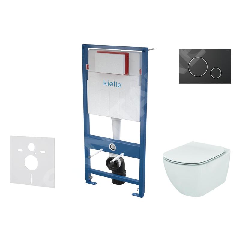 kielle Genesis - Set de bâti-support, cuvette Tesi et abattant softclose, Aquablade, plaque de déclenchement Gemini II, noir kielle Genesis - Set de bâti-support, cuvette Tesi et abattant softclose, Aquablade, plaque de déclenchement Gemini II, noir