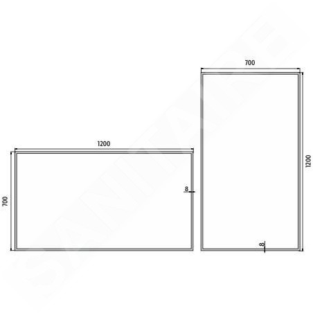 Nimco Miroirs - Miroir avec éclairage LED, 1200x700 mm, aluminium/noir ZPC 13006-90