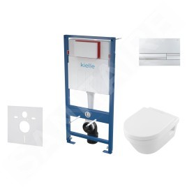 kielle Genesis - Set de bâti-support, cuvette Architectura et abattant softclose, CeramicPlus, plaque de déclenchement Gemini
