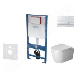kielle Genesis - Set de bâti-support, cuvette ME by Starck et abattant softclose, plaque de déclenchement Gemini I, chrome