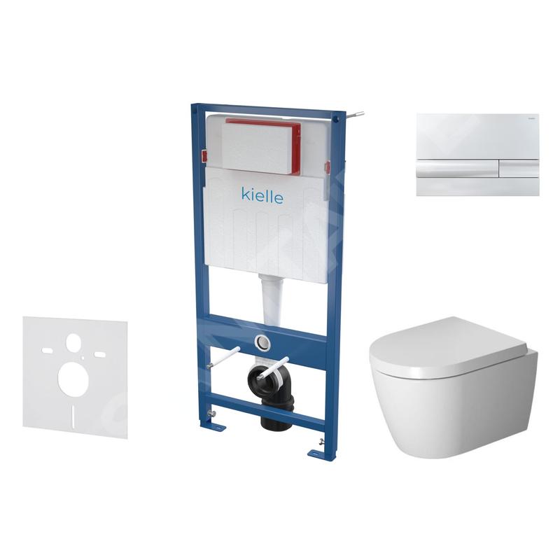 kielle Genesis - Set de bâti-support, cuvette ME by Starck et abattant softclose, plaque de déclenchement Gemini I, chrome
