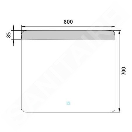 Nimco Miroirs - Miroir avec éclairage LED, 800x700 mm, capteur tactile, aluminium ZP 23003V