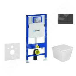 Geberit Duofix - Set de bâti-support, cuvette Arkas et abattant softclose, plaque de déclenchement Sigma30, Noir mat/noir