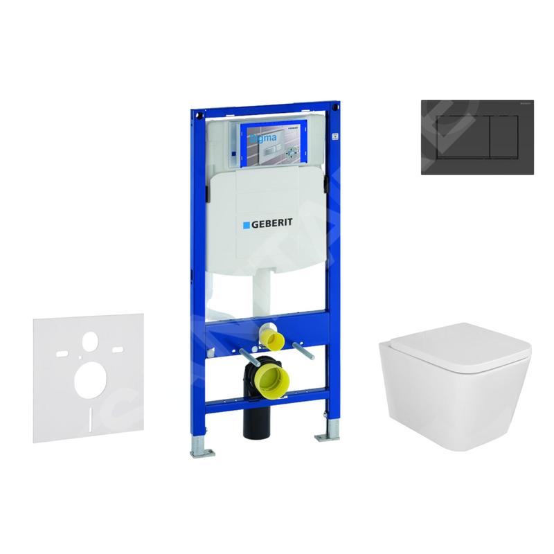 Geberit Duofix - Set de bâti-support, cuvette Arkas et abattant softclose, plaque de déclenchement Sigma30, Noir mat/noir Geberit Duofix - Set de bâti-support, cuvette Arkas et abattant softclose, plaque de déclenchement Sigma30, Noir mat/noir