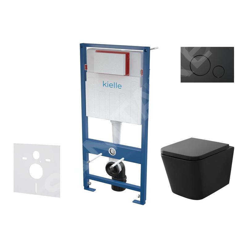 kielle Genesis - Set de bâti-support, cuvette Arkas I et abattant softclose, plaque de déclenchement Gemini IV, noir mat kielle Genesis - Set de bâti-support, cuvette Arkas I et abattant softclose, plaque de déclenchement Gemini IV, noir mat