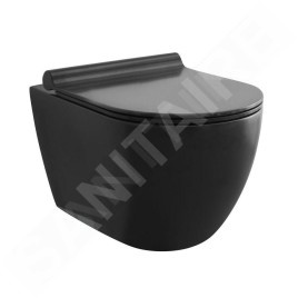 kielle Genesis - Set de bâti-support, cuvette Gaia, abattant softclose et plaque de déclenchement Gemini IV, noir mat 30505SZ11