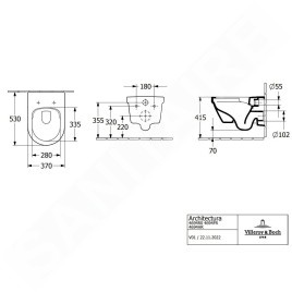 Villeroy & Boch Architectura - Cuvette de WC suspendue, Rimless, CeramicPlus, blanc alpin 4694R0R1
