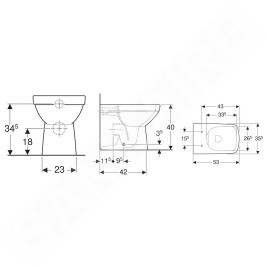 Geberit Selnova Square - WC à poser, 530x355 mm, Rimfree, blanc 501.564.01.7