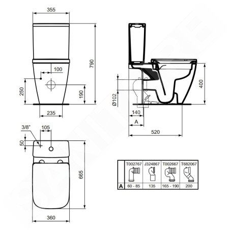 Ideal Standard i.Life B - Combinée WC, évacuation Vario, RimLS+, blanc T461201