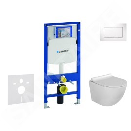 Geberit Duofix - Set de bâti-support, cuvette Gaia et abattant softclose, plaque de déclenchement Sigma30, blanc/chrome