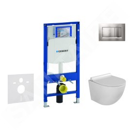 Geberit Duofix - Set de bâti-support, cuvette Gaia et abattant softclose, plaque de déclenchement Sigma30, chrome mat/chrome