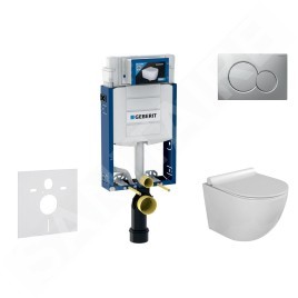 Geberit Kombifix - Set de bâti-support, cuvette Gaia et abattant softclose, plaque de déclenchement Sigma01, chrome mat laqué