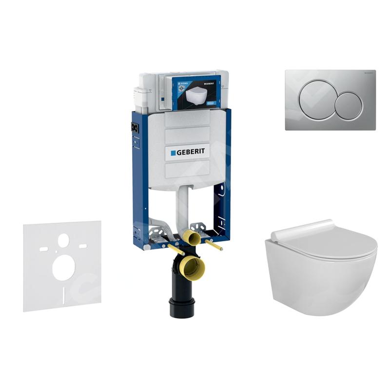 Geberit Kombifix - Set de bâti-support, cuvette Gaia et abattant softclose, plaque de déclenchement Sigma01, chrome mat laqué Geberit Kombifix - Set de bâti-support, cuvette Gaia et abattant softclose, plaque de déclenchement Sigma01, chrome mat laqué
