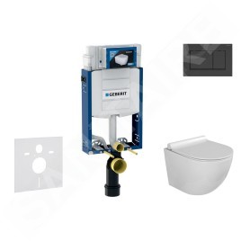 Geberit Kombifix - Set de bâti-support, cuvette Gaia et abattant softclose et plaque de déclenchement Sigma30, noir mat/noir