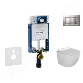 Geberit Kombifix - Set de bâti-support, cuvette Gaia et abattant softclose, plaque de déclenchement Sigma30, chrome mat/chrome