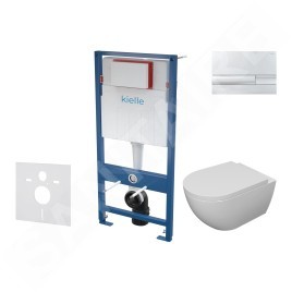 kielle Genesis - Set de bâti-support, cuvette, abattant softclose et plaque de déclenchement Gemini I, chrome 30505SS16