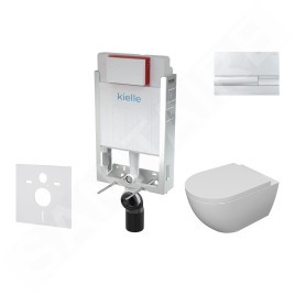 kielle Genesis - Set de bâti-support, cuvette, abattant softclose et plaque de déclenchement Gemini I, chrome 30505SZ16