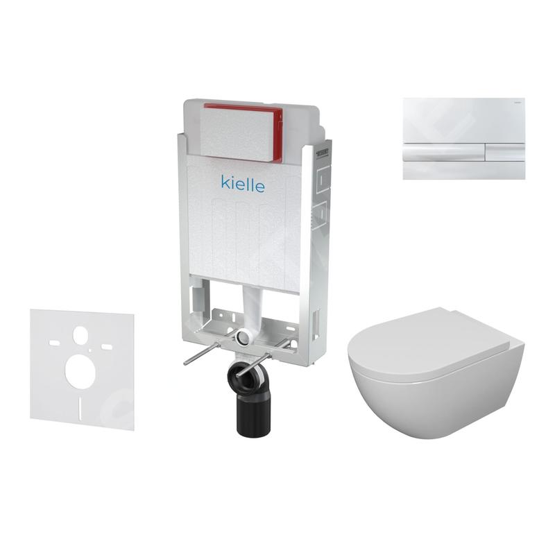 kielle Genesis - Set de bâti-support, cuvette, abattant softclose et plaque de déclenchement Gemini I, chrome 30505SZ16