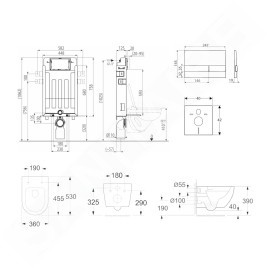 kielle Genesis - Set de bâti-support, cuvette, abattant softclose et plaque de déclenchement Gemini I, chrome 30505SZ16