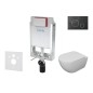 kielle Genesis - Set de bâti-support, cuvette, abattant softclose et plaque de déclenchement Gemini II, noir mat / chrome kielle Genesis - Set de bâti-support, cuvette, abattant softclose et plaque de déclenchement Gemini II, noir mat / chrome