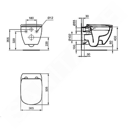 Ideal Standard Tesi - WC suspendu avec abattant SoftClose, RimLS+, blanc T536101