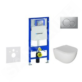 Geberit Duofix - Set de bâti-support, cuvette Oudee et abattant softclose, plaque de déclenchement Sigma01, chrome mat laqué