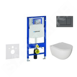 Geberit Duofix - Set de bâti-support, cuvette Oudee et abattant softclose, plaque de déclenchement Sigma30, noir mat/noir
