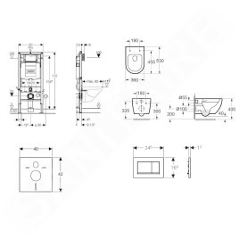 Geberit Duofix - Set de bâti-support, cuvette Oudee et abattant softclose, plaque de déclenchement Sigma30, noir mat/noir