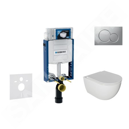 Geberit Kombifix - Set de bâti-support, cuvette Oudee et abattant softclose, plaque de déclenchement Sigma01, chrome mat laqué