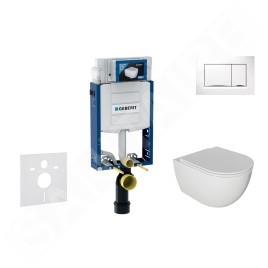 Geberit Kombifix - Set de bâti-support, cuvette Oudee et abattant softclose, plaque de déclenchement Sigma30, blanc/chrome