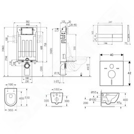 kielle Genesis - Set de bâti-support, cuvette Oudee avec abattant softclose et plaque de déclenchement Gemini I, chrome