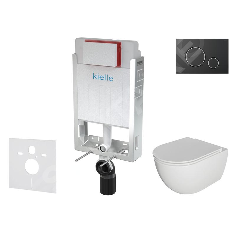 kielle Genesis - Set de bâti-support, cuvette Oudee avec abattant softclose et plaque de déclenchement Gemini II, noir mat / kielle Genesis - Set de bâti-support, cuvette Oudee avec abattant softclose et plaque de déclenchement Gemini II, noir mat /