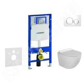 Geberit Duofix - Set de bâti-support, cuvette Gaia et abattant softclose, plaque de déclenchement Sigma20, blanc/chrome