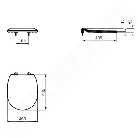 Ideal Standard Connect - Abattant de toilette plat, blanc E772301