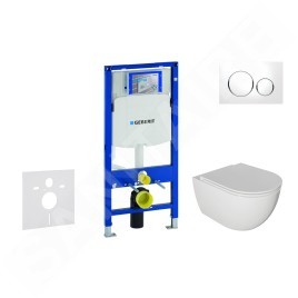 Geberit Duofix - Set de bâti-support, cuvette Oudee et abattant softclose, plaque de déclenchement Sigma20, blanc/chrome