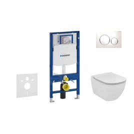 Geberit Duofix - Bâti-support pour WC suspendu avec plaque de déclenchement Sigma 20, blanc/chrome brillant + Ideal Standard