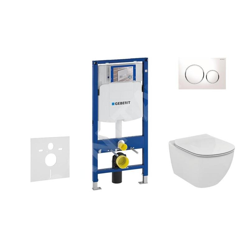 Geberit Duofix - Bâti-support pour WC suspendu avec plaque de déclenchement Sigma 20, blanc/chrome brillant + Ideal Standard Geberit Duofix - Bâti-support pour WC suspendu avec plaque de déclenchement Sigma 20, blanc/chrome brillant + Ideal Standard