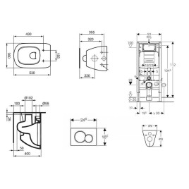 Geberit Duofix - Bâti-support pour WC suspendu avec plaque de déclenchement Sigma 20, blanc/chrome brillant + Ideal Standard