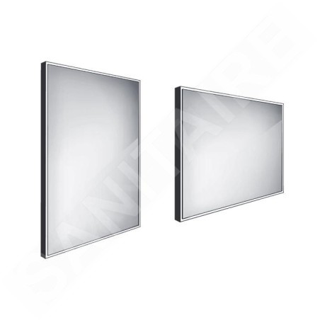Nimco Miroirs - Miroir avec lumière LED, 600x800 mm, aluminium/noir ZPC 13002-90
