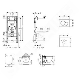 Geberit Duofix - Bâti-support pour WC suspendu avec plaque de déclenchement Sigma01, chrome poli + Ideal Standard Tesi -