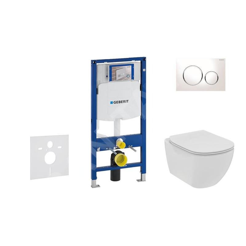 Geberit Duofix - Set de bâti-support, WC suspendu Rimless + abattant SoftClose Ideal Standard Tesi, plaque de déclenchement Geberit Duofix - Set de bâti-support, WC suspendu Rimless + abattant SoftClose Ideal Standard Tesi, plaque de déclenchement