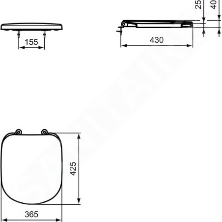 Ideal Standard Tempo - abattant de toilette softclose, 366x428x27 mm, blanc T679301
