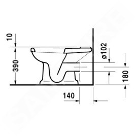 Duravit 1930 - Cuvette à poser, 355 mm x 390 mm x 665 mm, blanc - cuvette, sortie horizontale 0227090000