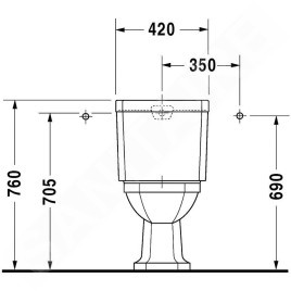 Duravit 1930 - Cuvette à poser, 355 mm x 390 mm x 665 mm, blanc - cuvette, sortie horizontale 0227090000