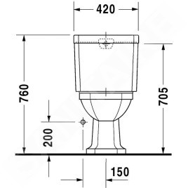 Duravit 1930 - Cuvette à poser, 355 mm x 390 mm x 665 mm, blanc - cuvette, sortie horizontale 0227090000