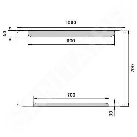 Nimco Miroirs - Miroir avec éclairage LED, 1000x700 mm, aluminium ZP 22004