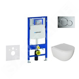 Geberit Duofix - Set de bâti-support, cuvette Oudee et abattant softclose, plaque de déclenchement Sigma01, chrome brillant
